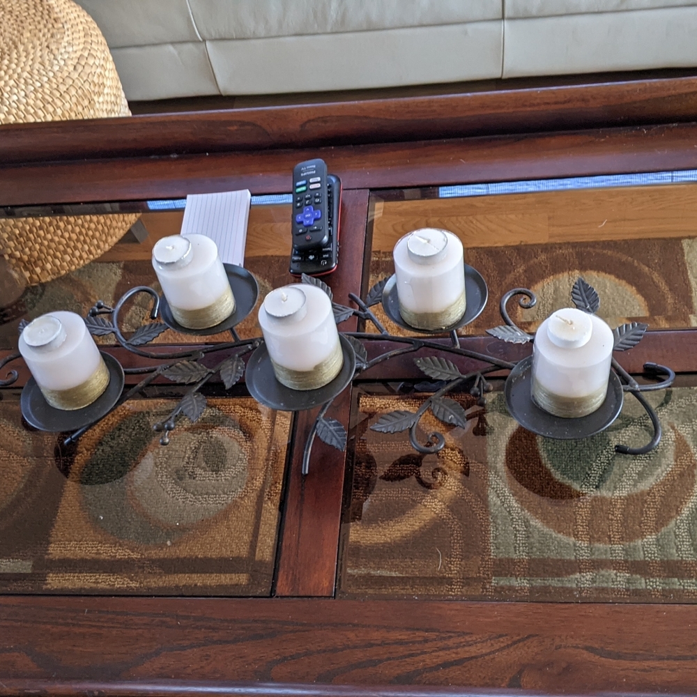 Longaberger 32" heavy wrought iron candle holder.